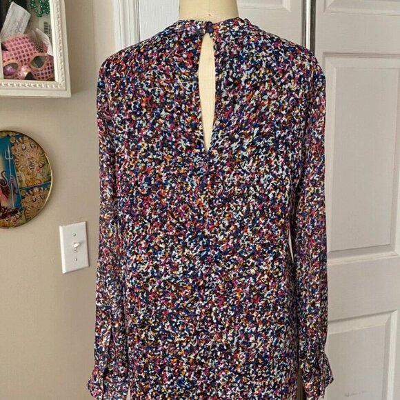 1.State BLACK Silky Smudge Print choker Collar L/Slv Tunic shirt *X-SMALL* - Picture 5 of 7